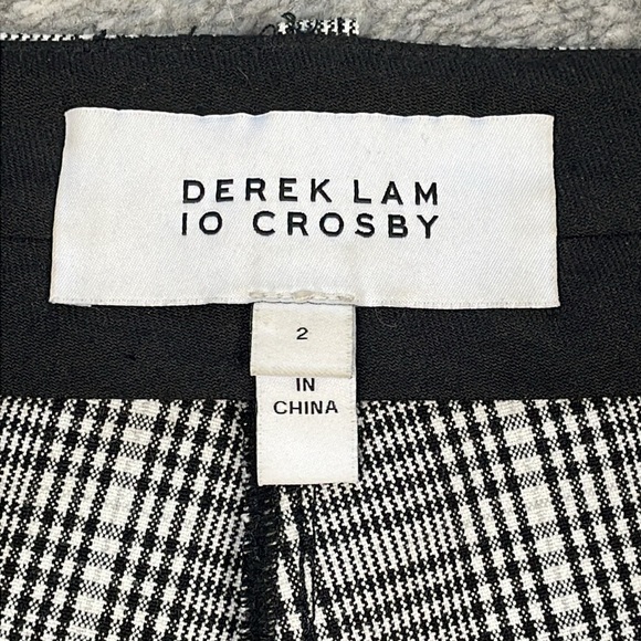 Derek Lam 10 Crosby Plaid Trouser Pants Crop Ankle 2 Tone Button Hem Sz 2 - Picture 6 of 14